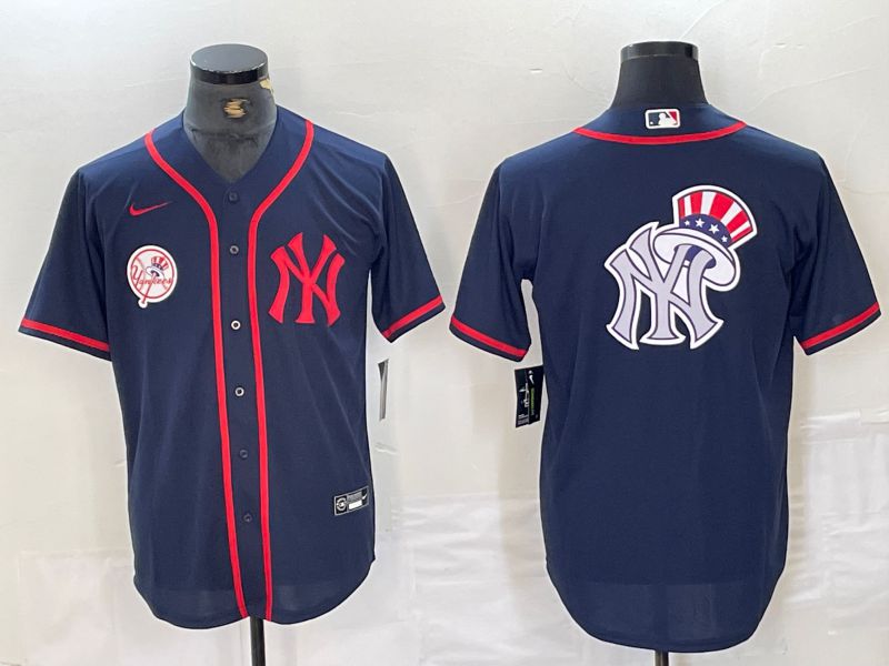 Men New York Yankees Blank Blue Third generation joint name Nike 2024 MLB Jersey style 6